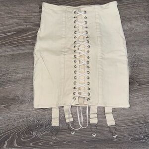 Cream Lace-Up Skirt